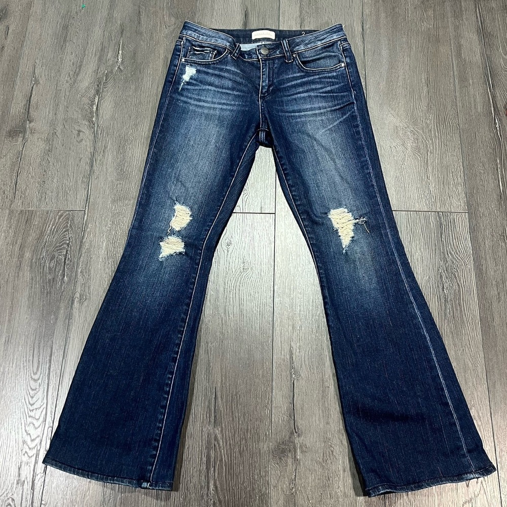 Greywire Jeans Womens 27 Blue Dark Wash Waverly Flared Distressed Stretch Luxury